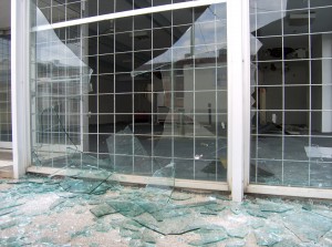 Broken shop window